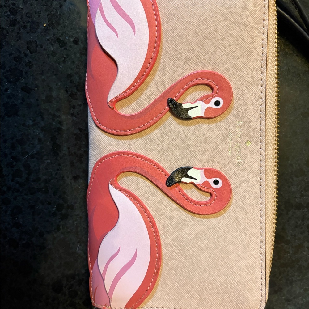 Kate Spade Cream and Pink Flamingo Wallet